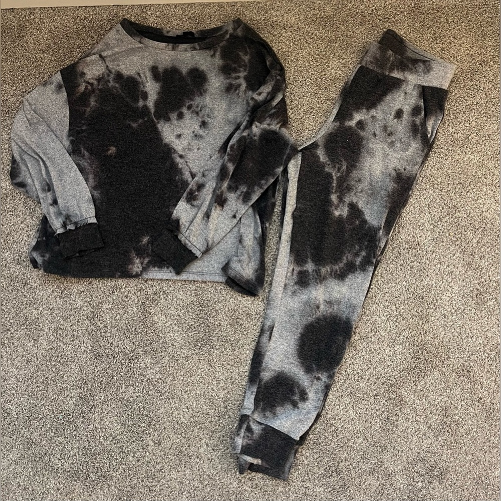 Jessica Simpson-Gray Tie-dye- Jogger Lounge Set-Large